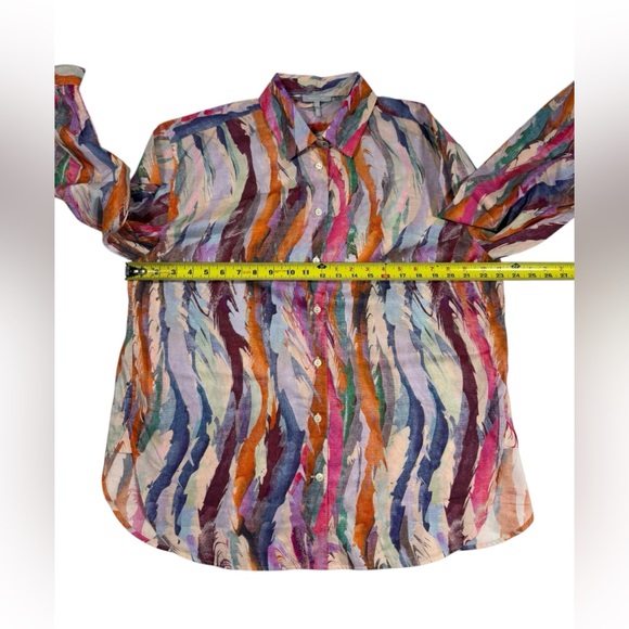 Hinson Wu Halsey Long Sleeve XL Artsy Brushstroke Print Button Front Cotton NWT - Picture 4 of 10